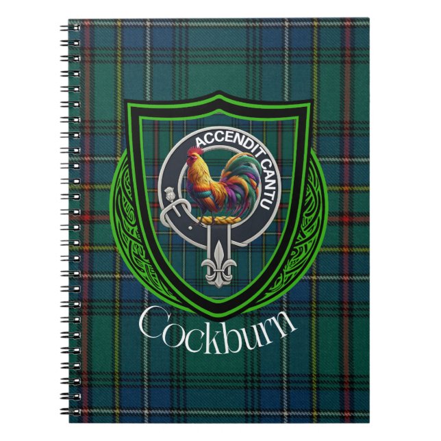 Caderno Espiral Cockburn Scottish Clan Tartan & Crest (Frente)