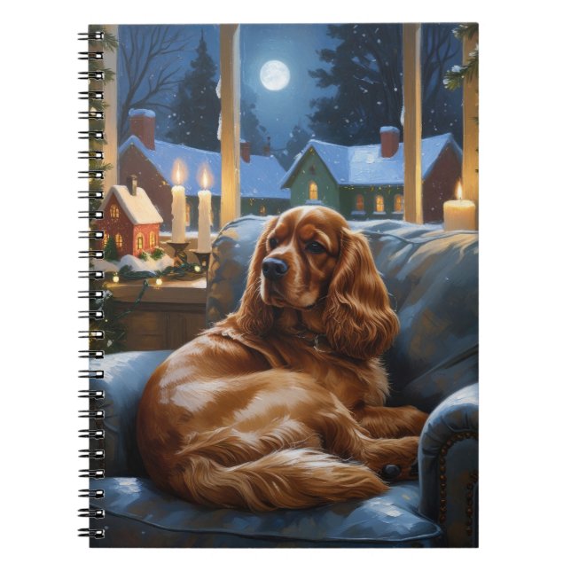 Caderno Espiral Cocker Spaniel com Feriado das Luzes de Natal (Frente)