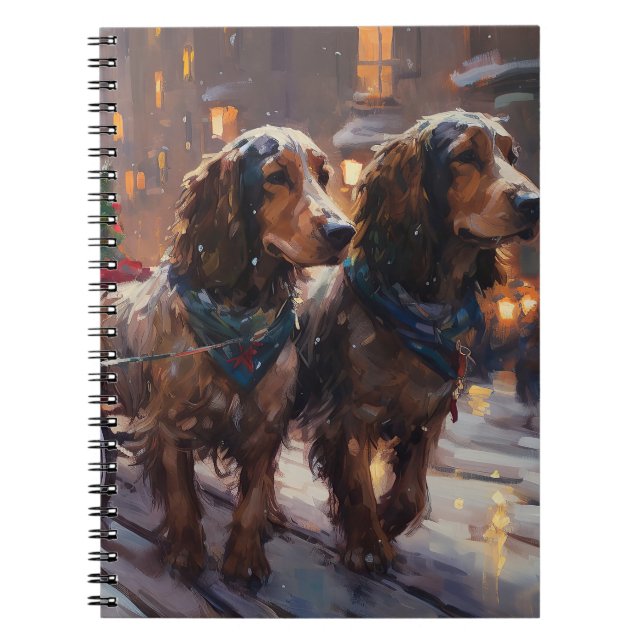 Caderno Espiral Cocker Spaniel Inglês Temporada de Natal (Frente)