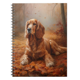 Caderno Espiral Cocker Spaniel no Outono Folhas Caídas Inspiram