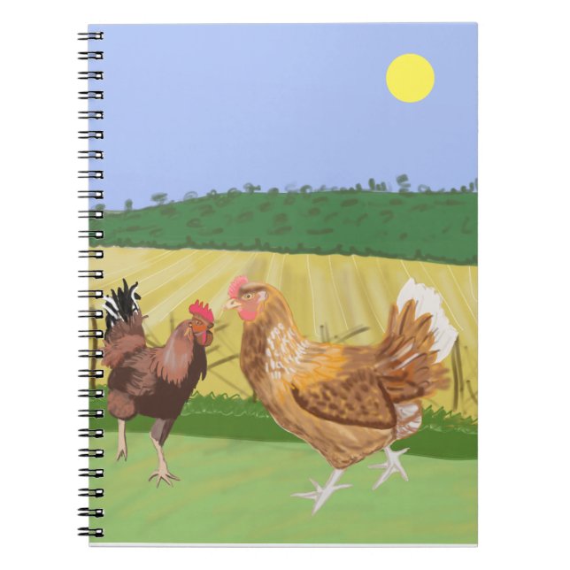 Caderno Espiral Cockerel e frango (Frente)