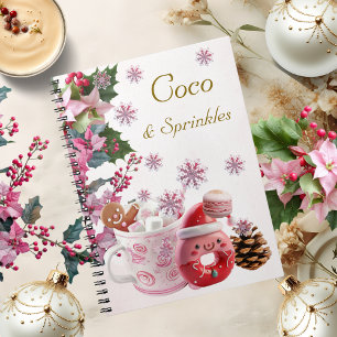 Caderno Espiral Coco de Natal Rosa e Pastel