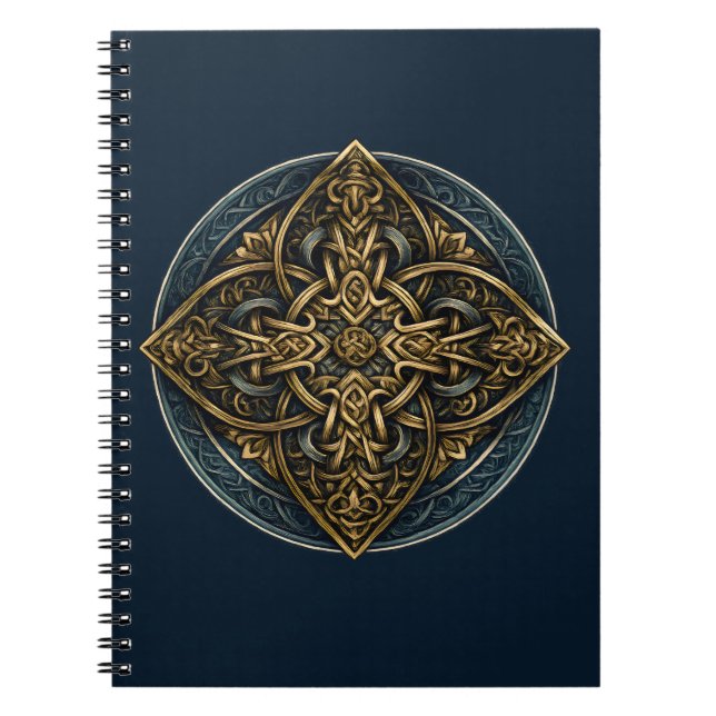 Caderno Espiral Codex do Nó Dourado — Símbolo Celta (Frente)