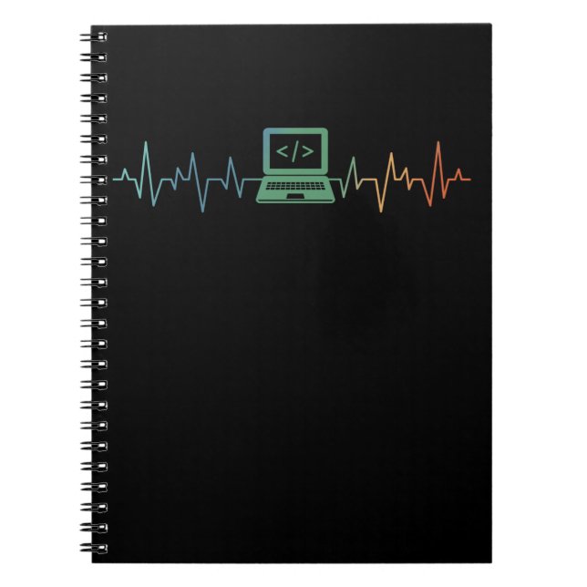 Caderno Espiral Codificador de software de pulsação de computador  (Frente)