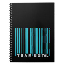 Caderno Espiral Código de barras digital de equipe para nerd