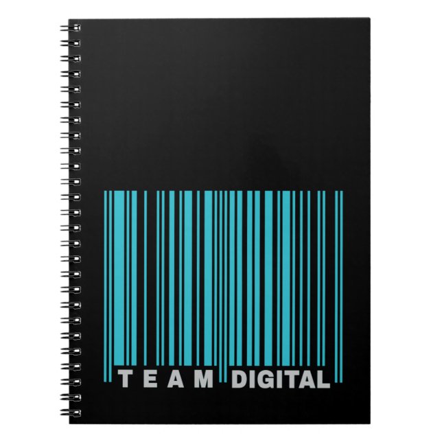 Caderno Espiral Código de barras digital de equipe para nerd (Frente)