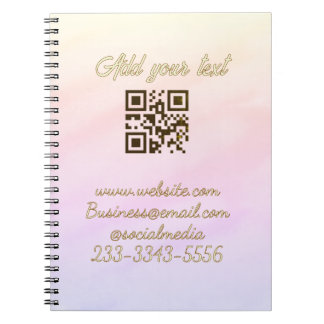 Caderno Espiral código QR personalizado simples adicione o texto d