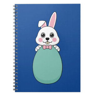 Caderno Espiral Coelhinho Branco Bonito Segurando Ovo De Páscoa