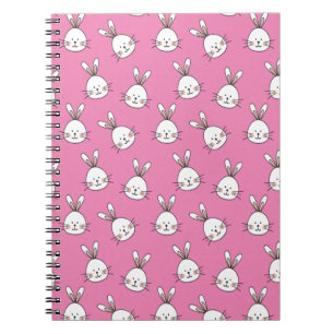 Caderno Espiral Coelhinho branco giro e giro a rosa