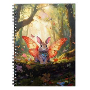 Caderno Espiral Coelhinho branco numa floresta encantada
