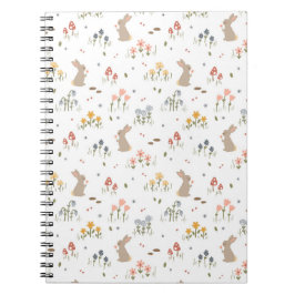Caderno Espiral Coelhinho da Páscoa Feliz Flores Silvestres Crianç
