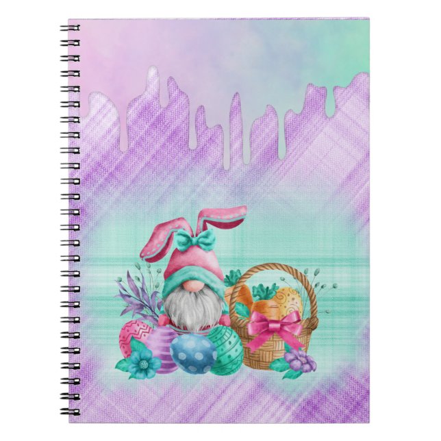 Caderno Espiral Coelhinho De Páscoa Com Ovos De Cesta  (Frente)