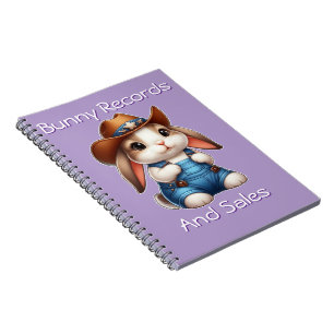 Caderno Espiral Coelhinho de vaqueiro com chapéu e macacões