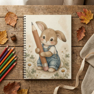 Caderno Espiral Coelhinho em Aquarela Fofa Lápis História em Quadr