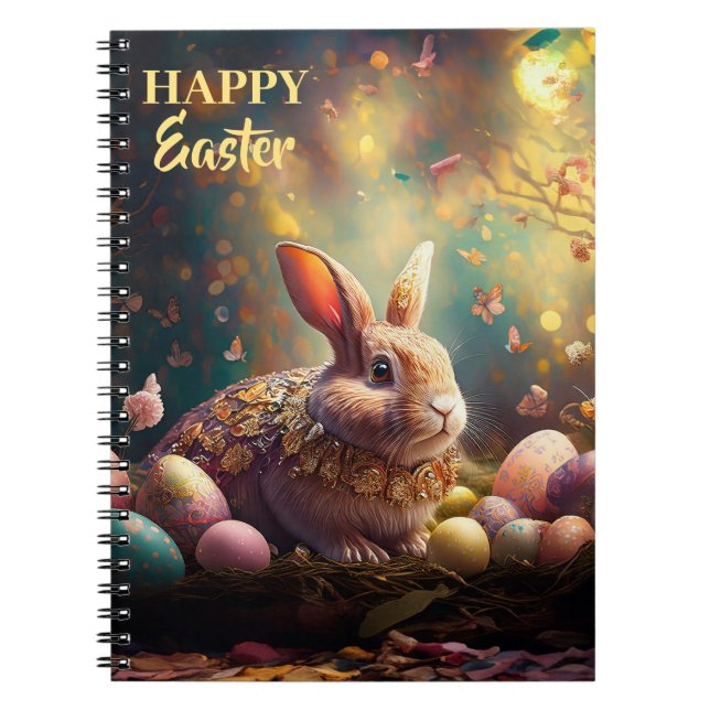 Caderno Espiral Coelhinho felz pascoa com ovos de Páscoa (Frente)