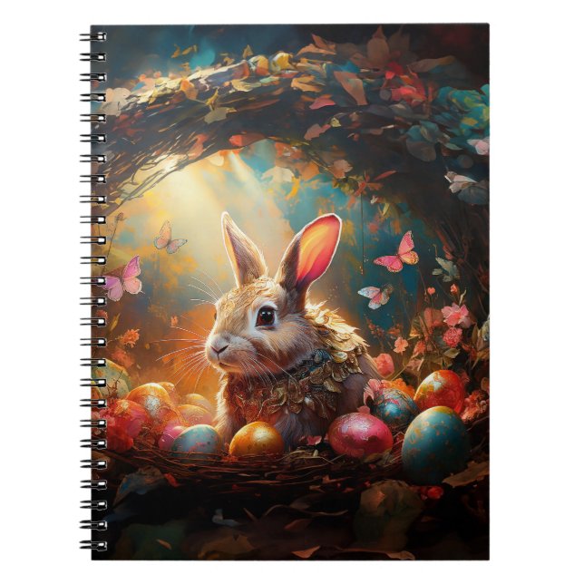 Caderno Espiral Coelhinho felz pascoa com ovos de Páscoa (Frente)