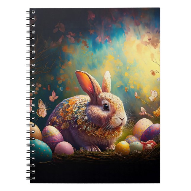 Caderno Espiral Coelhinho felz pascoa com ovos de Páscoa (Frente)