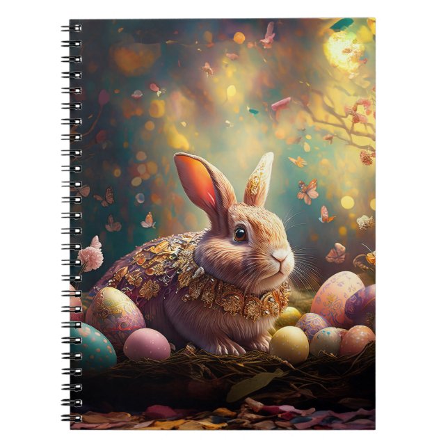 Caderno Espiral Coelhinho felz pascoa com ovos de Páscoa (Frente)