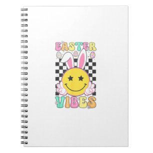 Caderno Espiral Coelhinhos Vibrações de Páscoa Groovy Dia de Pásco