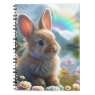Caderno Espiral Coelho Adorável em um Lago Encantado