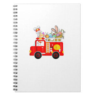 Caderno Espiral Coelho Andando em Caminhão de Bombeiros Dia de Pás
