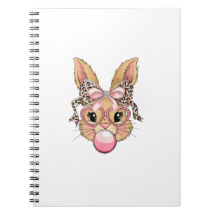 Caderno Espiral Coelho Bonito de Rosto de Leão Óculos Menina Feliz
