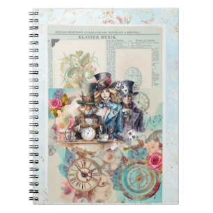 Caderno Espiral Coelho Branco, Alice e Chapéu Louco nos Chapéus Su