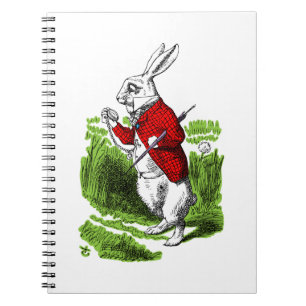 Caderno Espiral Coelho Branco olhando para o relógio. Ilustraçã