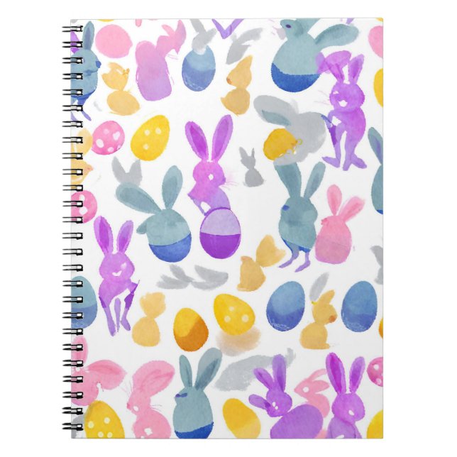 Caderno Espiral coelho com ovos de Páscoa (Frente)