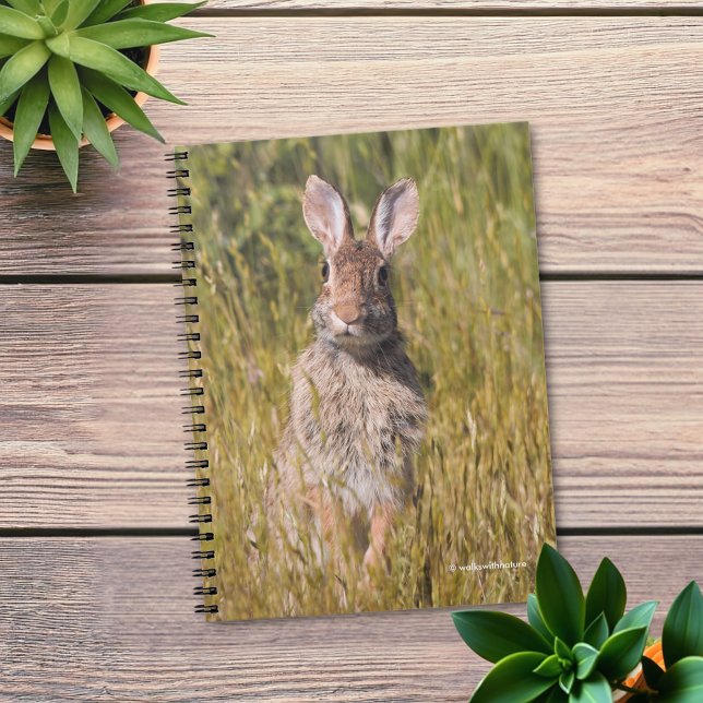 Caderno Espiral Coelho Curioso de Cottontail do Leste (Ears to You Eastern Cottontail Rabbit Journal Cover Photo)
