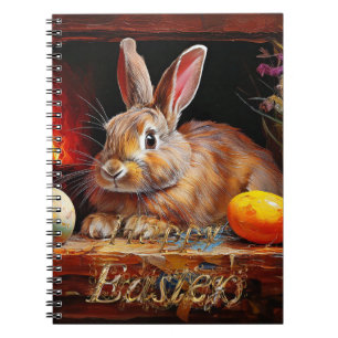 Caderno Espiral coelho da Páscoa com ovos da Páscoa Feliz Páscoa
