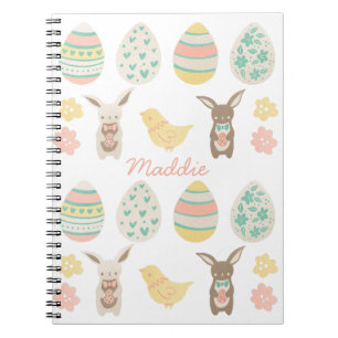 Caderno Espiral Coelho da Páscoa de Ovos de Pastel Personalizados