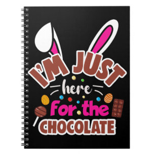 Caderno Espiral Coelho da Páscoa Estou Aqui Sòmente Pelo Chocolate