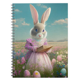 Caderno Espiral Coelho da Páscoa venenosa no campo de ovos de Pásc