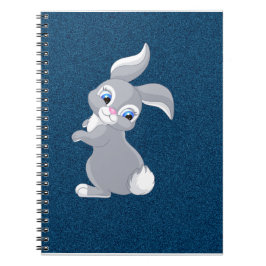 Caderno Espiral Coelho de Cartoon de Cinza