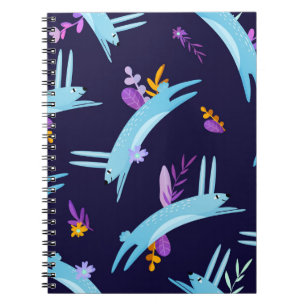 Caderno Espiral Coelho de cartoon, padrão perfeito.