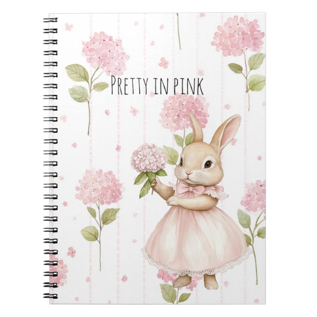 Caderno Espiral Coelho de Flores Rosa Bonito (Frente)