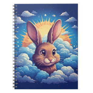 Caderno Espiral Coelho de Páscoa Caprichoso Rodeado por Nuvens