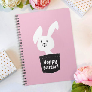 Caderno Espiral Coelho de Páscoa Cor-de-Rosa Pastel Feminino Carto