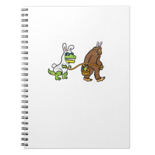 Caderno Espiral Coelho de Páscoa Dino Pé Grande Sasquatch T-Rex Ho