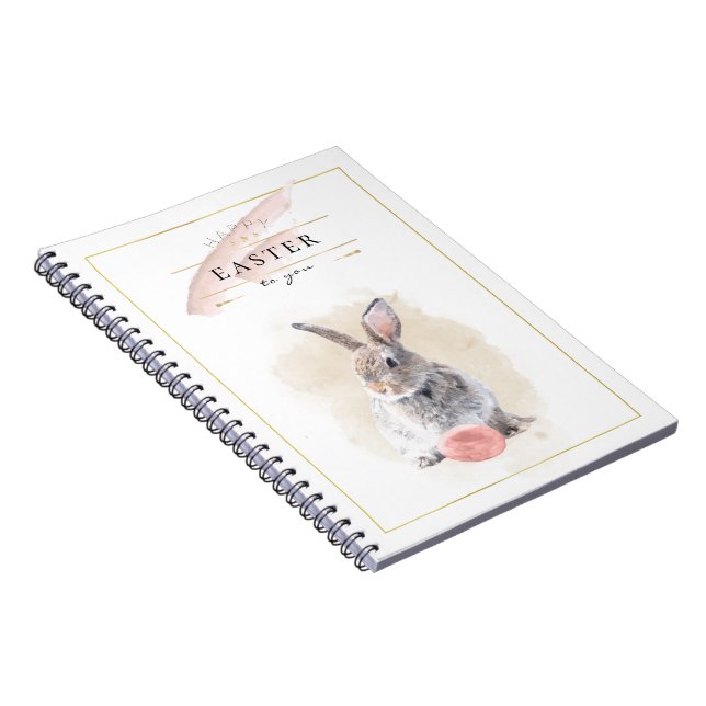 Caderno Espiral Coelho de Páscoa Elegante | Feliz Páscoa Arte em A (Lado Direito)