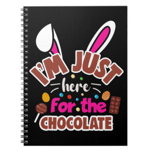 Caderno Espiral Coelho de Páscoa Estou aqui apenas pelo Chocolate