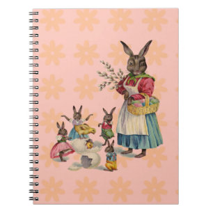 Caderno Espiral Coelho de Páscoa Frango Coelho Ovos