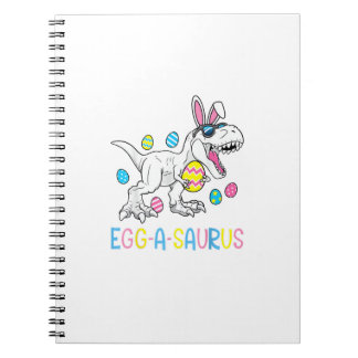 Caderno Espiral Coelho de Páscoa Ovo de Dinossauro Um Saurus TRex 
