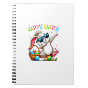 Caderno Espiral Coelho Divertido de Dabbing Páscoa Feliz Páscoa pa
