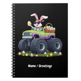 Caderno Espiral Coelho do Dia de Páscoa Pilotando Caminhão Monstro