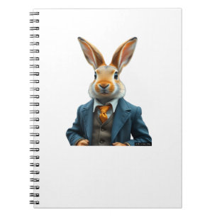 Caderno Espiral Coelho Em Um Traje - Retrato De Coelho Da Páscoa V