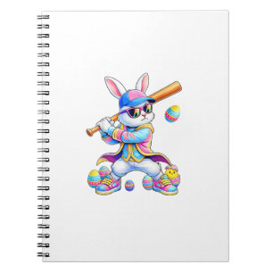 Caderno Espiral Coelho engraçado de tie dye de beisebol de Páscoa 
