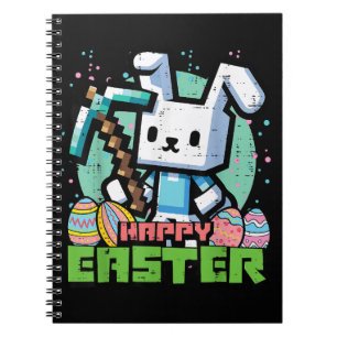 Caderno Espiral Coelho Feliz de Páscoa Jogo Pixel 