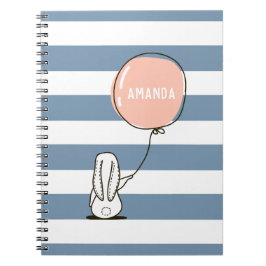 Caderno Espiral Coelho fofo. Coelho engraçado rosa e azul animal